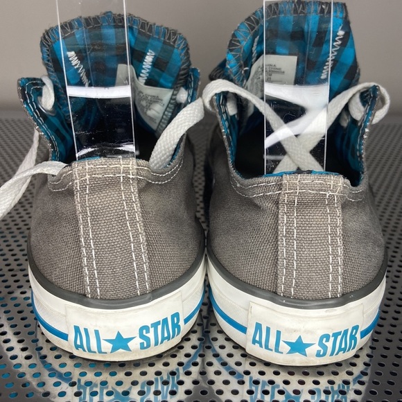 Converse sneakers | Sz 5 W | gray blue plaid | Like New - Picture 4 of 5